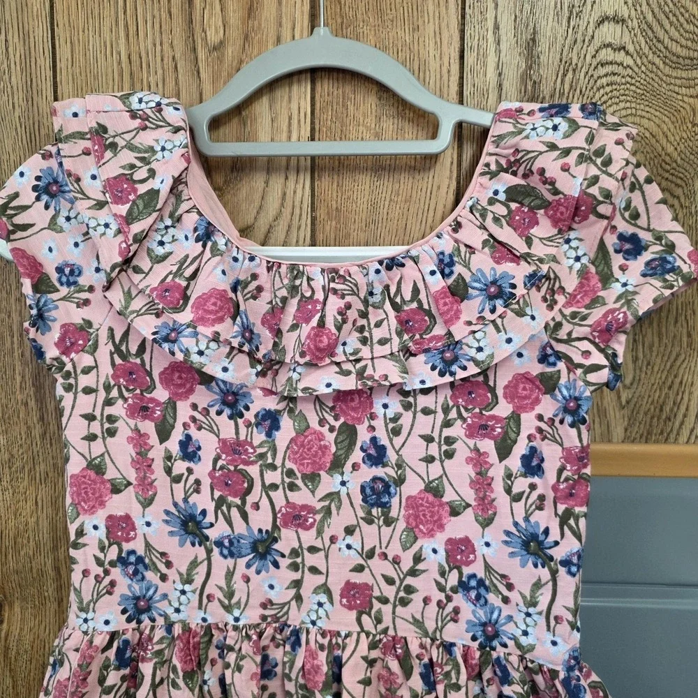Scotch & Soda Dress Girls 10/12 Pink Floral Ruffle Fit & Flare Party Spring